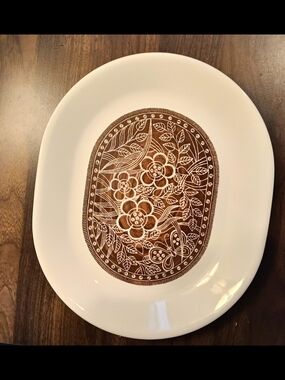 Corelle Cream Platter with Brown Logo Marking